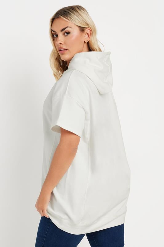 Evans YOURS Curve White Short Sleeve Hoodie
