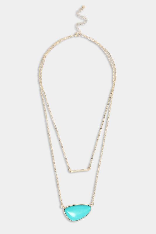 Evans Yours Gold & Blue Double Layer Stone Necklace
