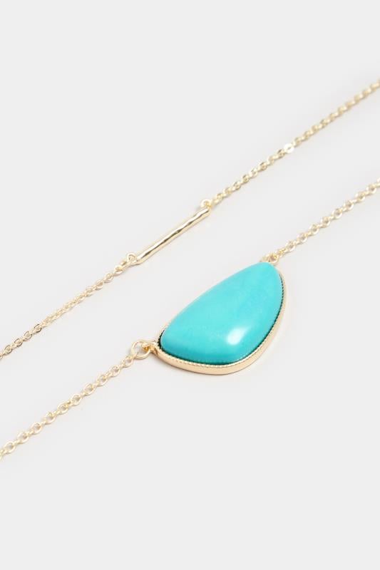 Evans Yours Gold & Blue Double Layer Stone Necklace