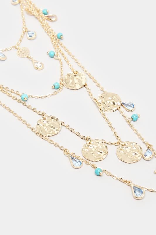 Evans Yours Gold & Blue Multi Layer Disc Necklace