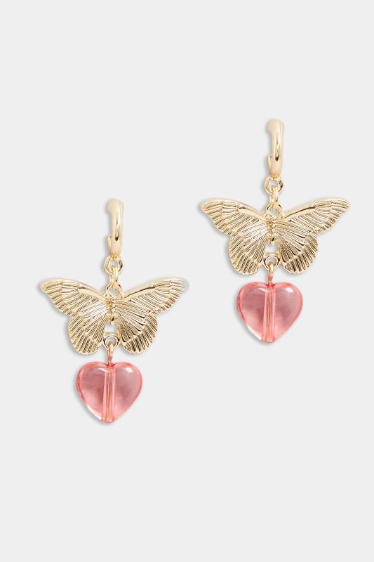 Evans Yours Gold Butterfly & Heart Earrings