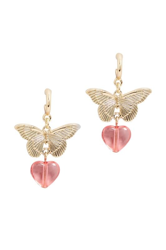 Evans Yours Gold Butterfly & Heart Earrings