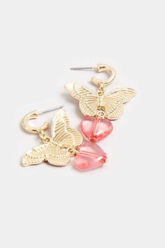 Evans Yours Gold Butterfly & Heart Earrings