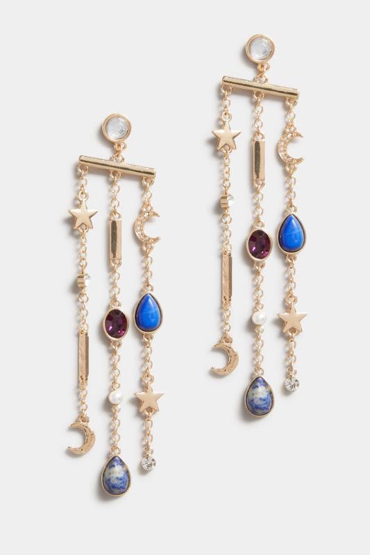 Evans Yours Gold Celestial Tassel Drop Earrings