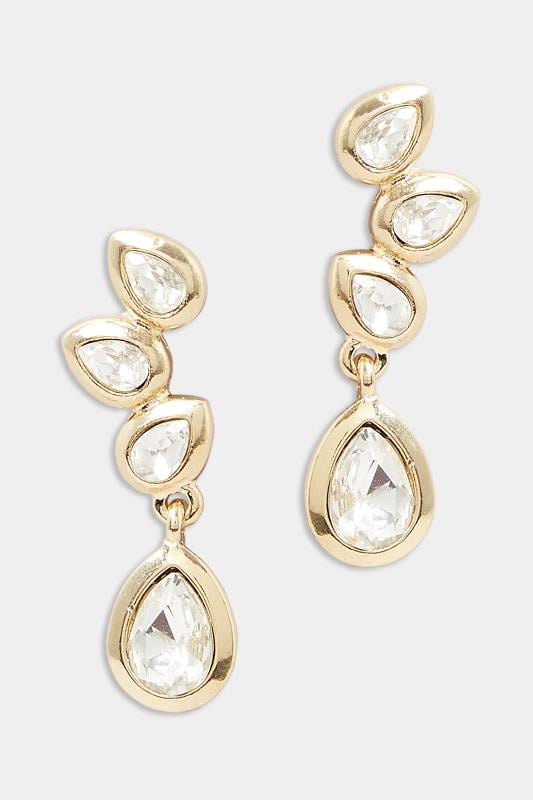 Evans Yours Gold Cluster Diamante Drop Earrings