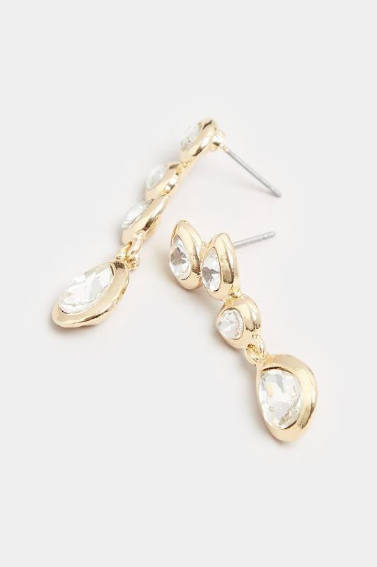 Evans Yours Gold Cluster Diamante Drop Earrings