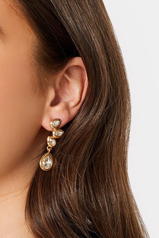 evans Yours Gold Cluster Diamante Drop Earrings