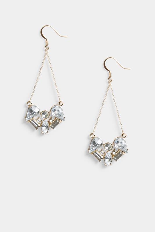Evans Yours Gold Diamante Drop Earrings