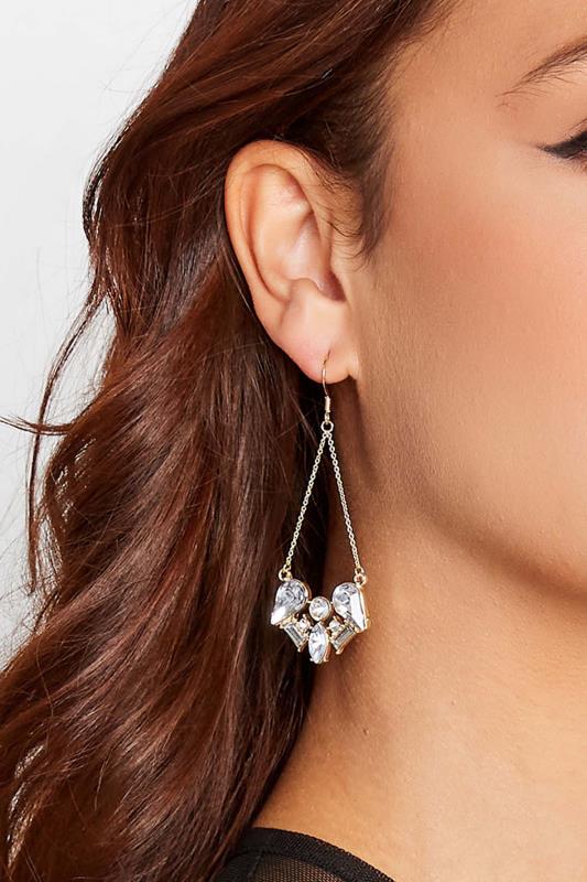 evans Yours Gold Diamante Drop Earrings