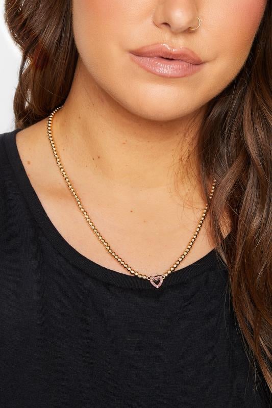 evans Yours Gold Diamante Heart Pendant Necklace