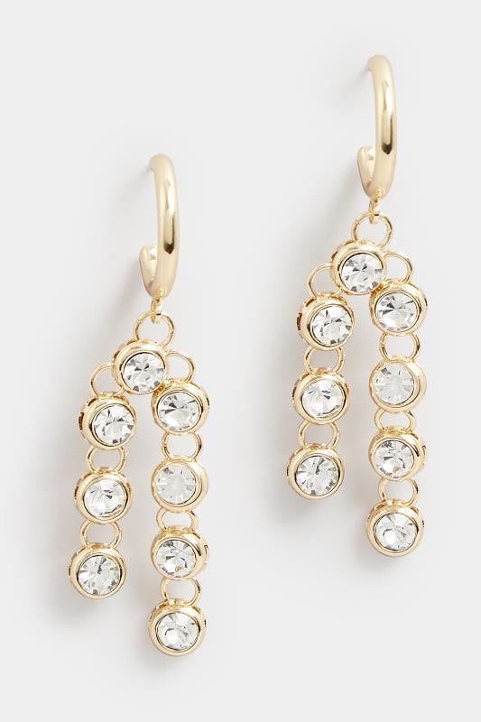 Evans Yours Gold Diamante Linked Drop Earrings