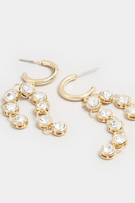 Evans Yours Gold Diamante Linked Drop Earrings
