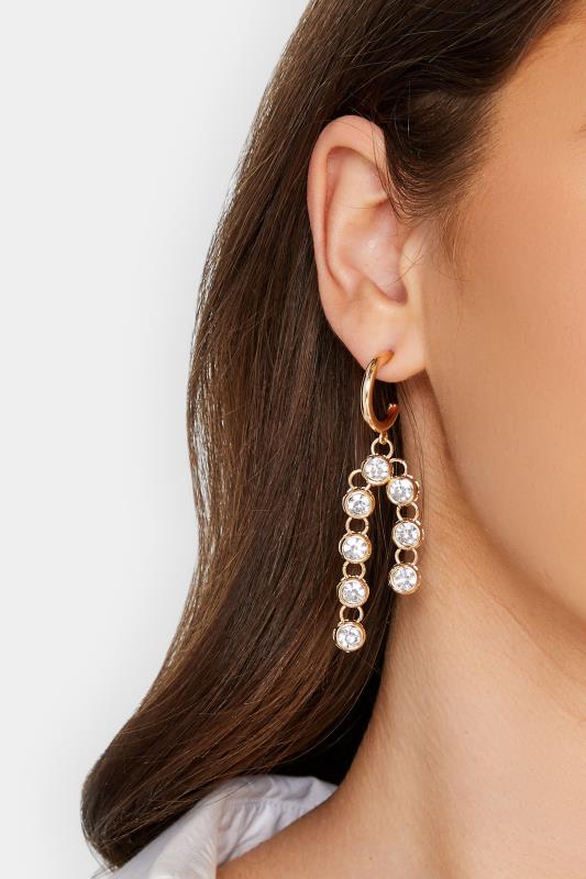 evans Yours Gold Diamante Linked Drop Earrings