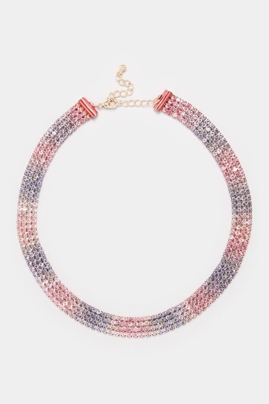 Evans Yours Gold Diamante Ombre Choker Necklace