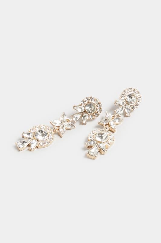 Evans Yours Gold Diamante Statement Drop Earrings