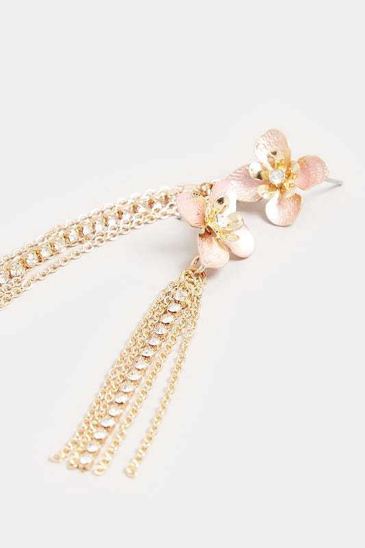 Evans Yours Gold Flower Tassel Earrings