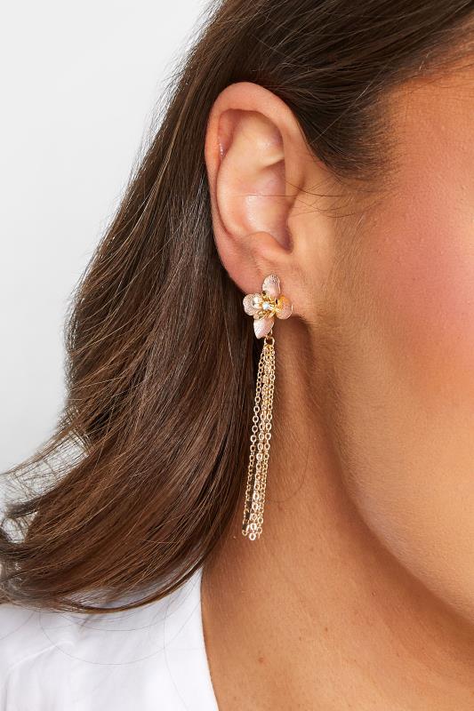 evans Yours Gold Flower Tassel Earrings
