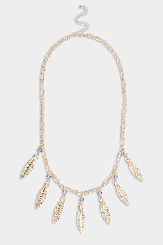 Evans Yours Gold Leaf Stone Drop Necklace