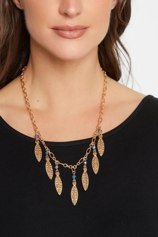evans Yours Gold Leaf Stone Drop Necklace