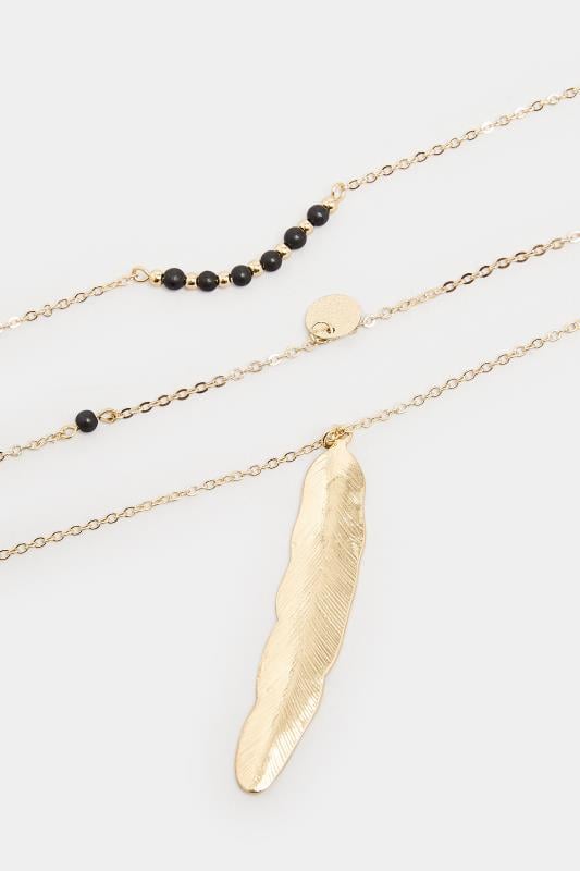 Evans Yours Gold Long Triple Layer Leaf Necklace