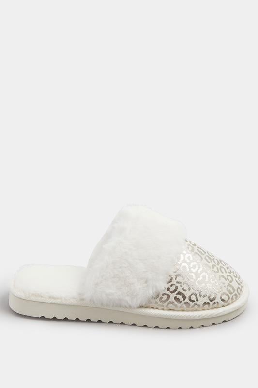 Evans Yours Gold Metallic Leopard Print Slippers