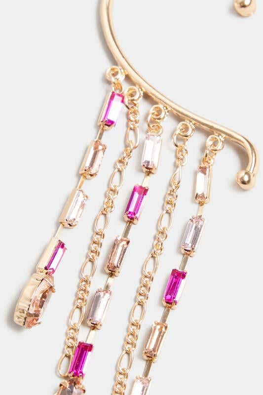 Evans Yours Gold & Pink Diamante Ear Cuff Earring