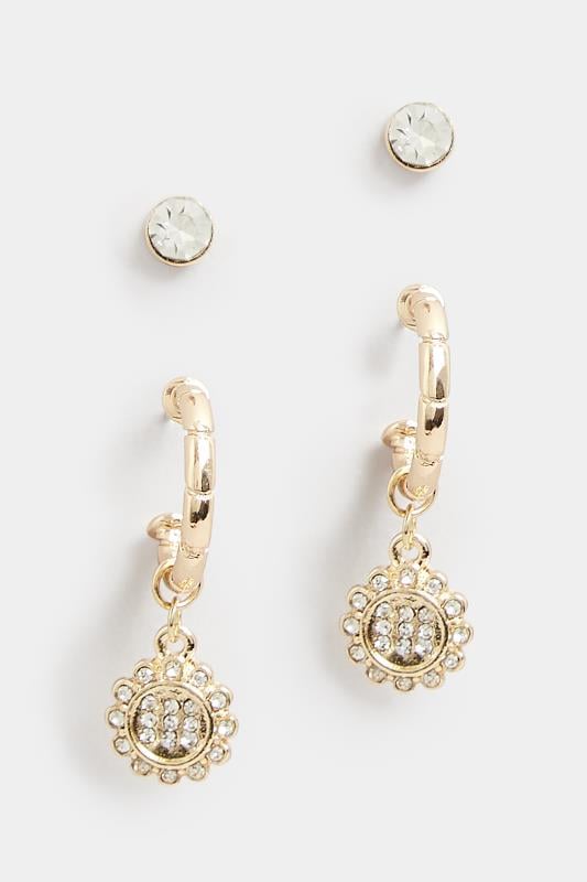 Evans Yours Gold Small Diamante Hoop Drop Earrings