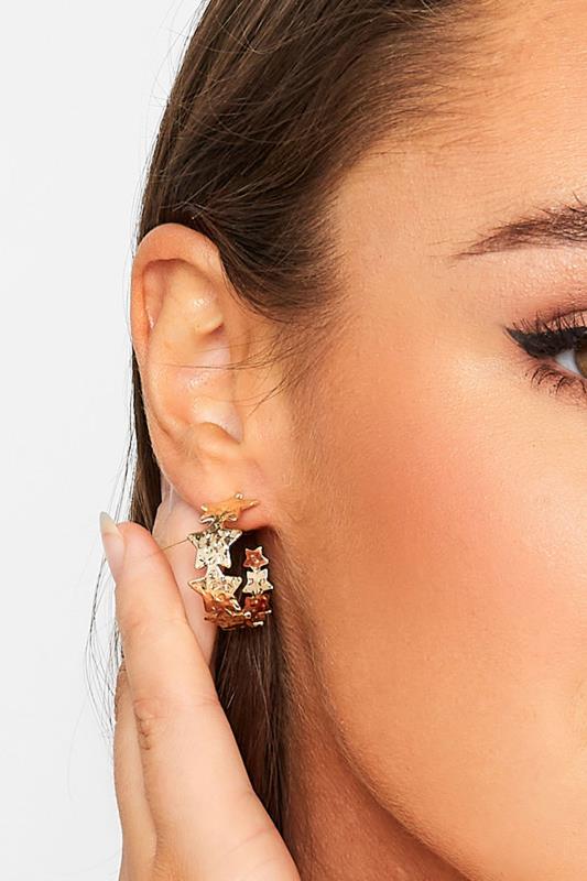 evans Yours Gold Small Star Hoop Earrings