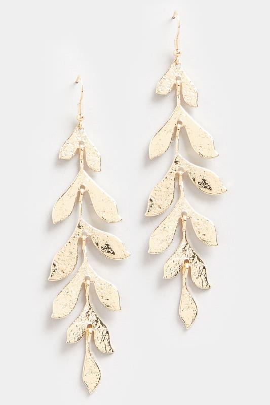 Evans Yours Gold Statement Leaf Drop Earrings