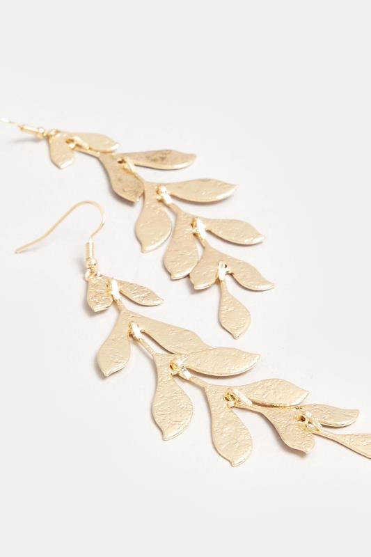 Evans Yours Gold Statement Leaf Drop Earrings