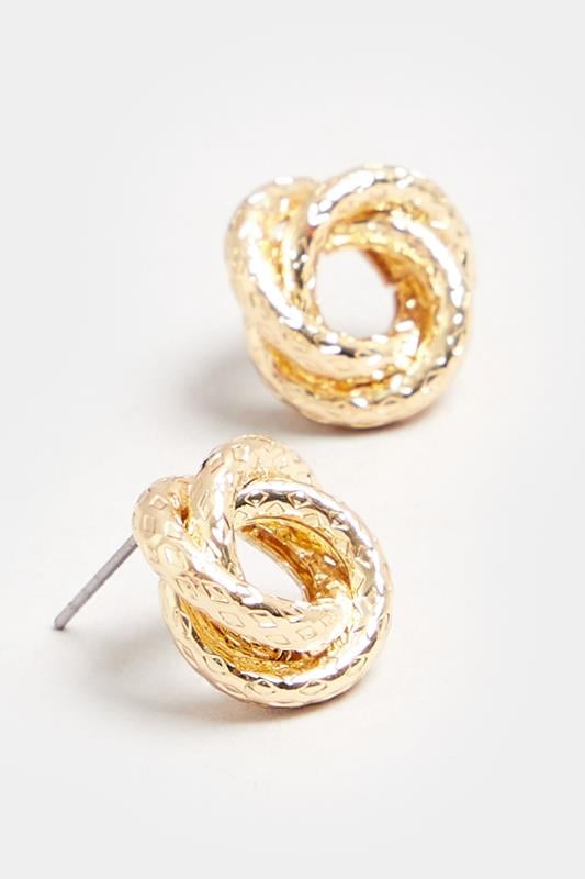 Evans Yours Gold Textured Knot Stud Earrings