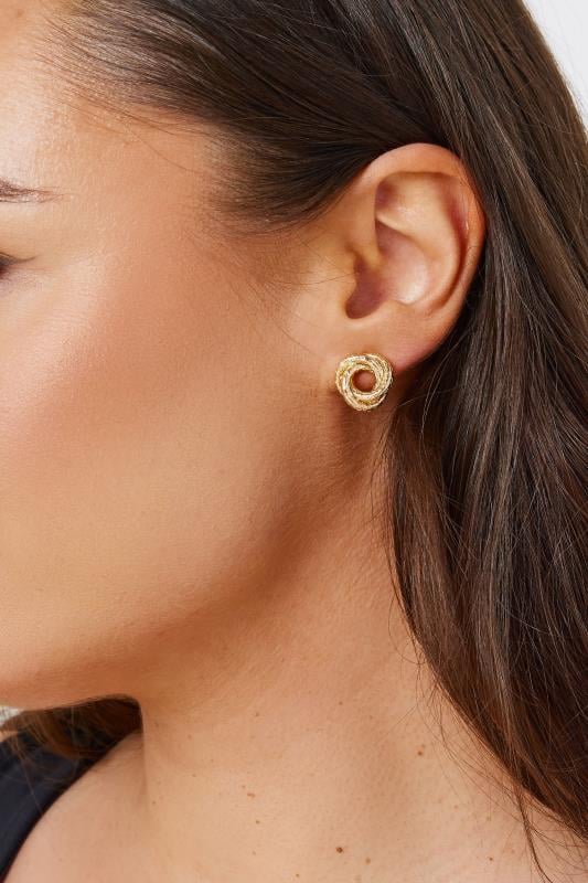 evans Yours Gold Textured Knot Stud Earrings