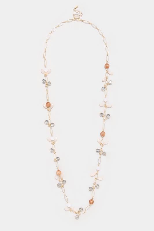 Evans Yours Gold Tone Beaded Long Necklace