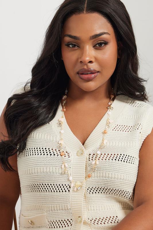 evans Yours Gold Tone Beaded Long Necklace