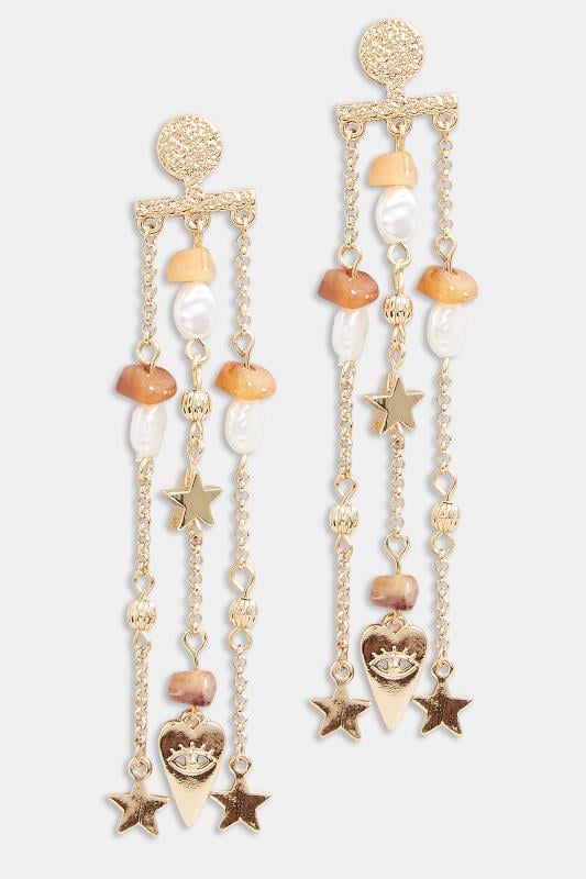 Evans Yours Gold Tone Celestial Drop Down Earrings