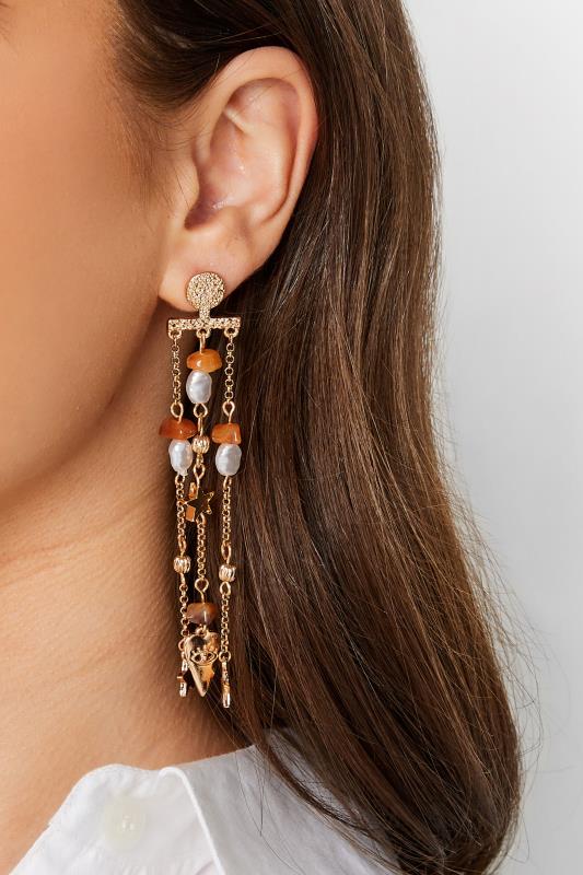 evans Yours Gold Tone Celestial Drop Down Earrings