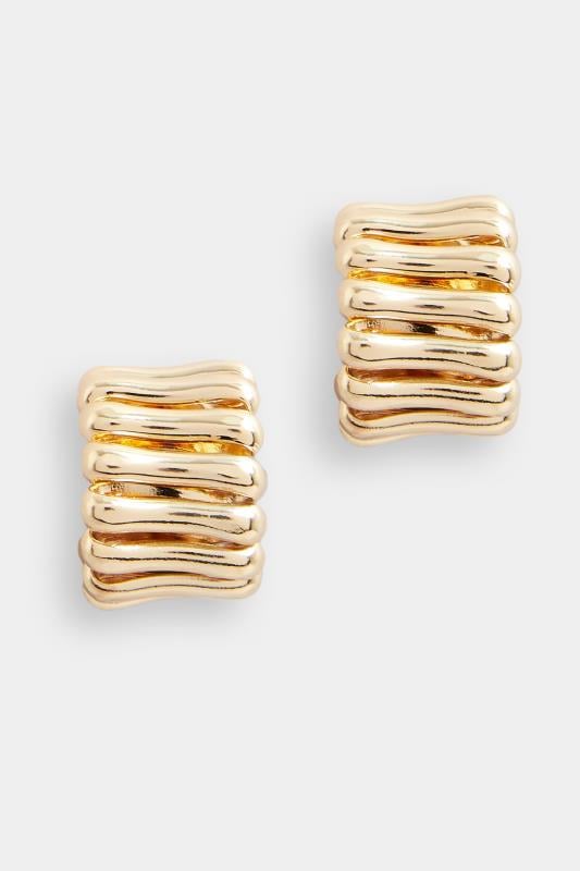 Evans Yours Gold Tone Chunky Layered Hoop Earrings