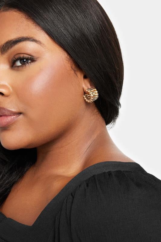 evans Yours Gold Tone Chunky Layered Hoop Earrings