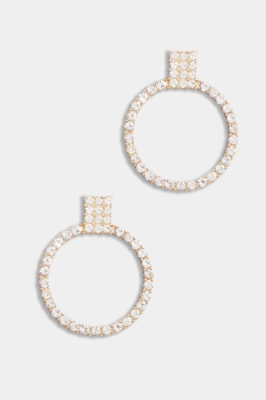 Evans Yours Gold Tone Diamante Circle Earrings