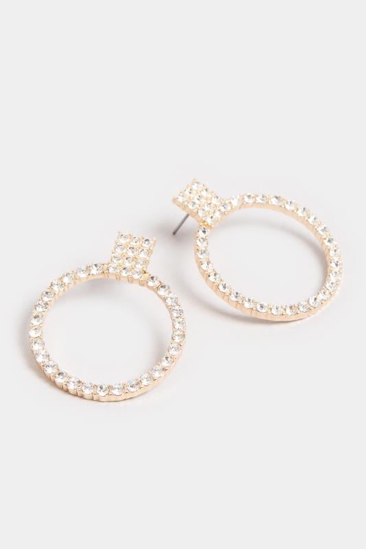 Evans Yours Gold Tone Diamante Circle Earrings