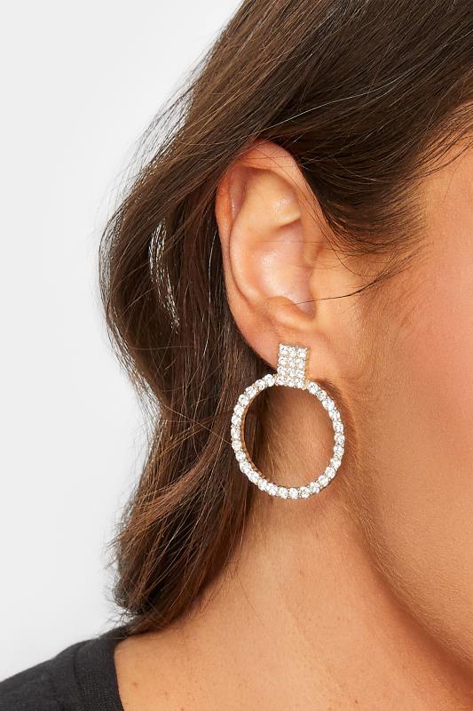 evans Yours Gold Tone Diamante Circle Earrings