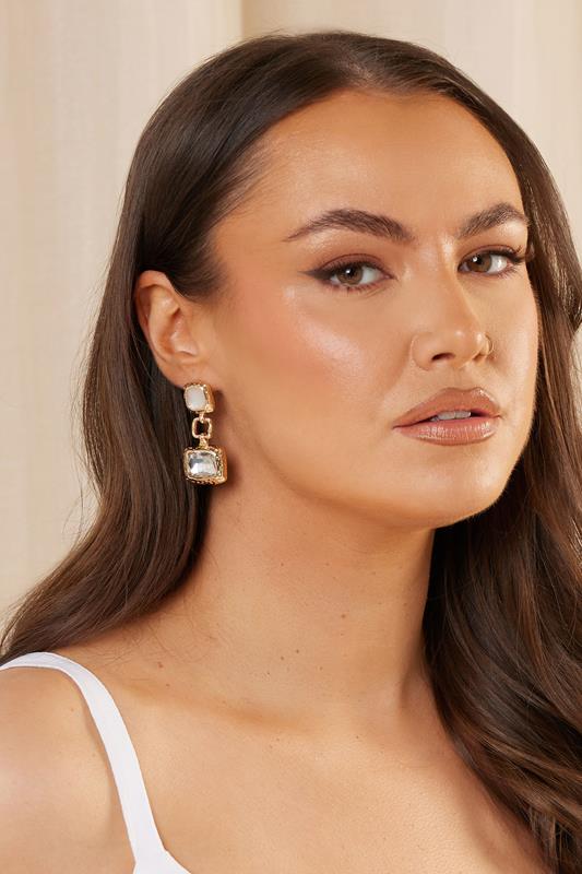 evans Yours Gold Tone Diamante Drop Earrings