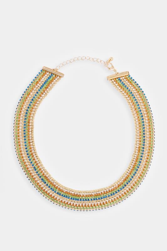Evans Yours Gold Tone Diamante Multi-Layer Choker