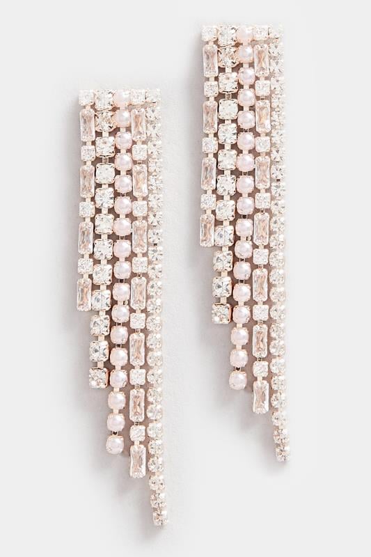 Evans Yours Gold Tone Diamante Pearl Drop Earrings