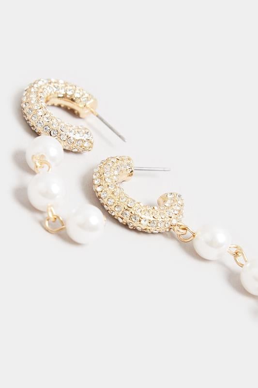 Evans Yours Gold Tone Diamante & Pearl Drop Earrings