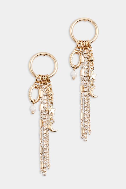 Evans Yours Gold Tone Diamante Tassel Earrings