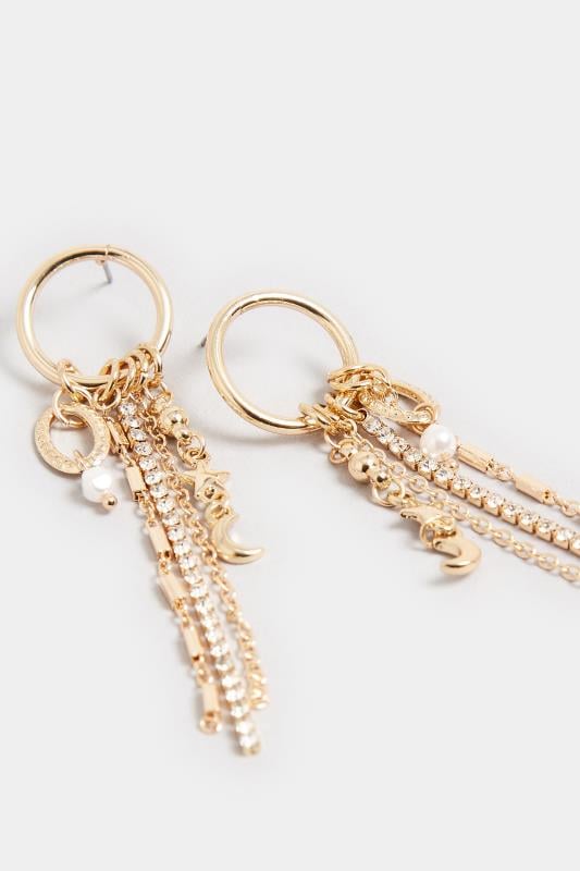 Evans Yours Gold Tone Diamante Tassel Earrings