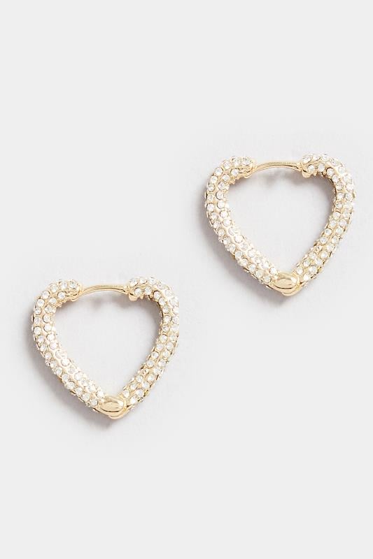 Evans Yours Gold Tone Diamate Heart Hoop Earrings