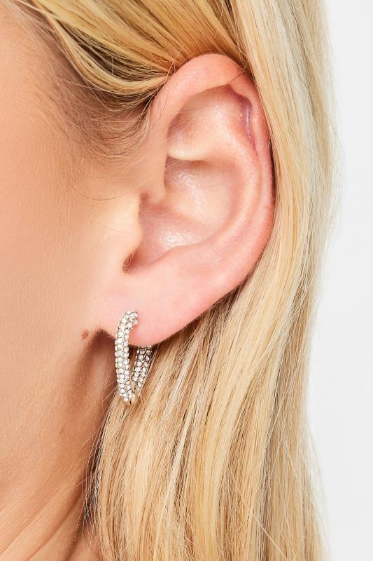 evans Yours Gold Tone Diamate Heart Hoop Earrings
