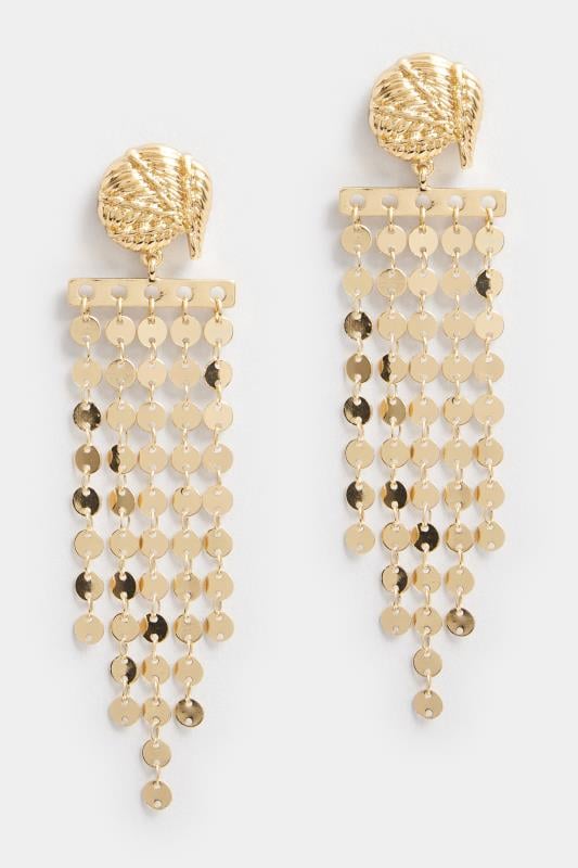 Evans Yours Gold Tone Disc Drop Statement Earrings